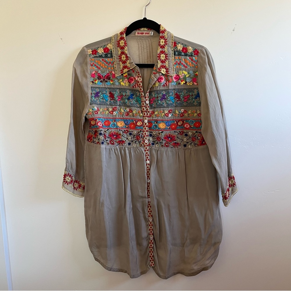Johnny Was Multicolor Embroidered Blouse